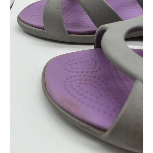 Crocs Meleen Twist Sandals Womens Gray Purple Summer Beach Comfort Size 10 - Picture 4 of 10